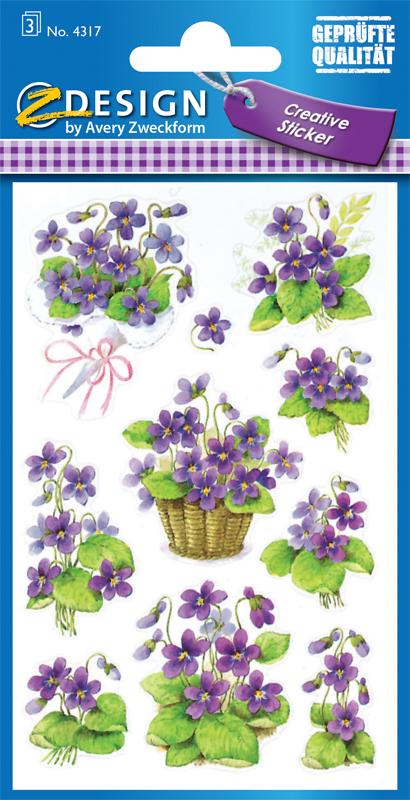 flowers paper stickers violets